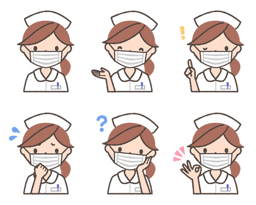 マスクをした女性看護師の無料イラスト