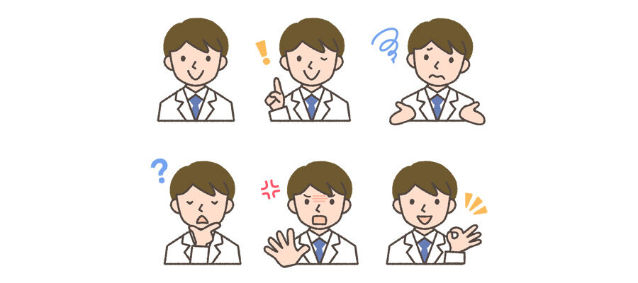 薬剤師（男性）の表情イラスト6種